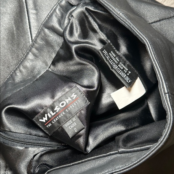 Wilson Leather Black Window Frame Seam Leather Pencil Skirt - 2 - Picture 6 of 7